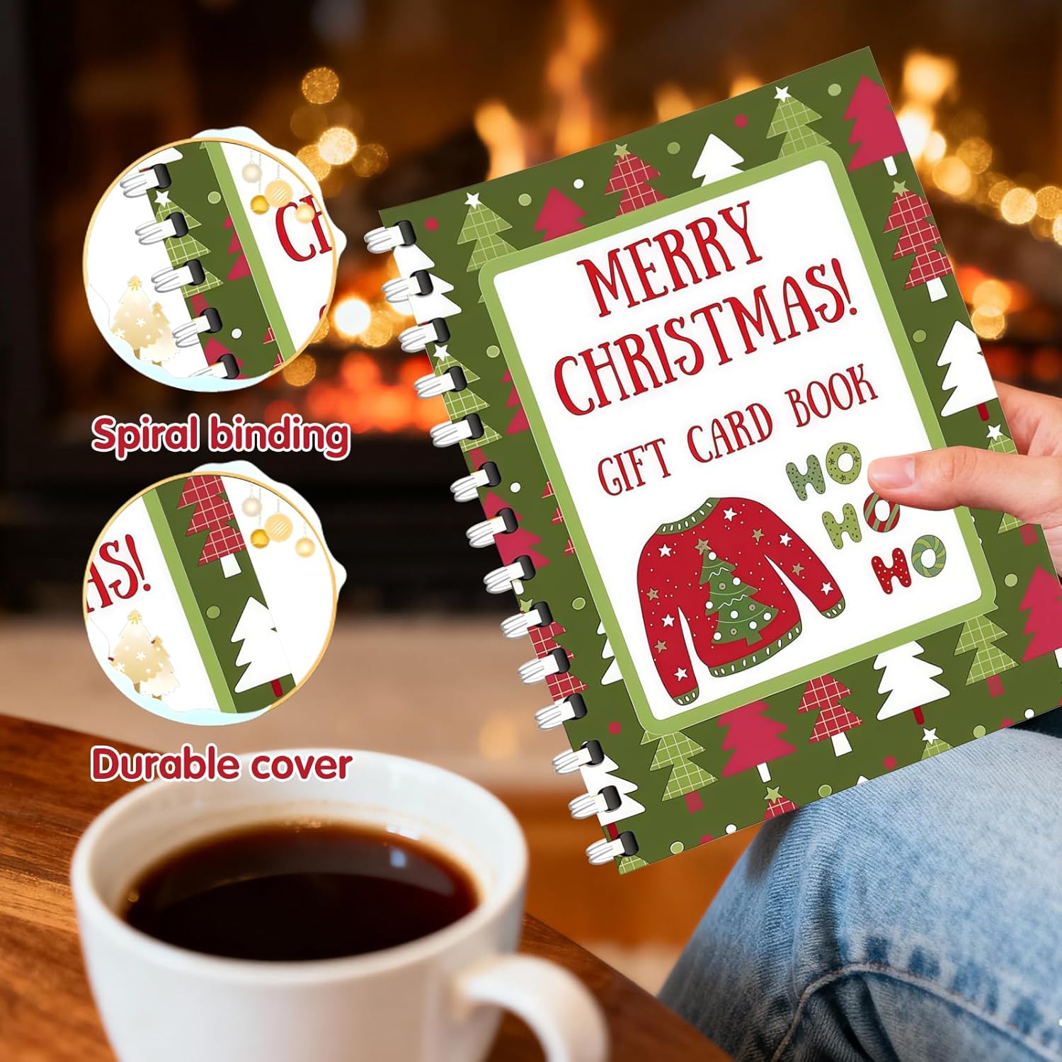 Christmas Gift Card Book, 5x7 Color Spiral-Bound Book, DIY Personalized Xmas Gifts for Family, Friends, Students