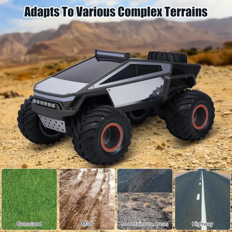 Cybertruck RC Toy Car 1:12 Scale – 4WD Monster Truck Style with LED Lights & Music, All-Terrain Off-Road Pickup with 2.4GHz Remote Control Truck ,