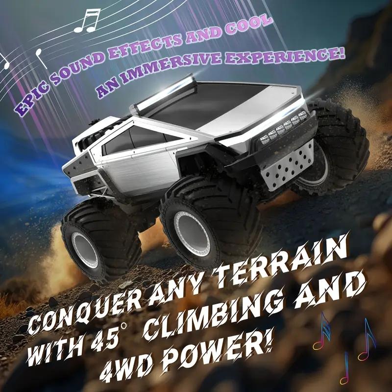 Cybertruck RC Toy Car 1:12 Scale – 4WD Monster Truck Style with LED Lights & Music, All-Terrain Off-Road Pickup with 2.4GHz Remote Control Truck ,