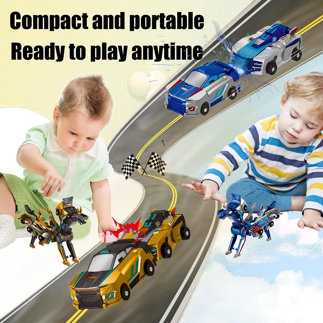 Hotfree Magnetic Dinosaur Transformer Car Toy, 2-in-1 Magnetic Cars That Transform into Flying Dragon and Unicorn,