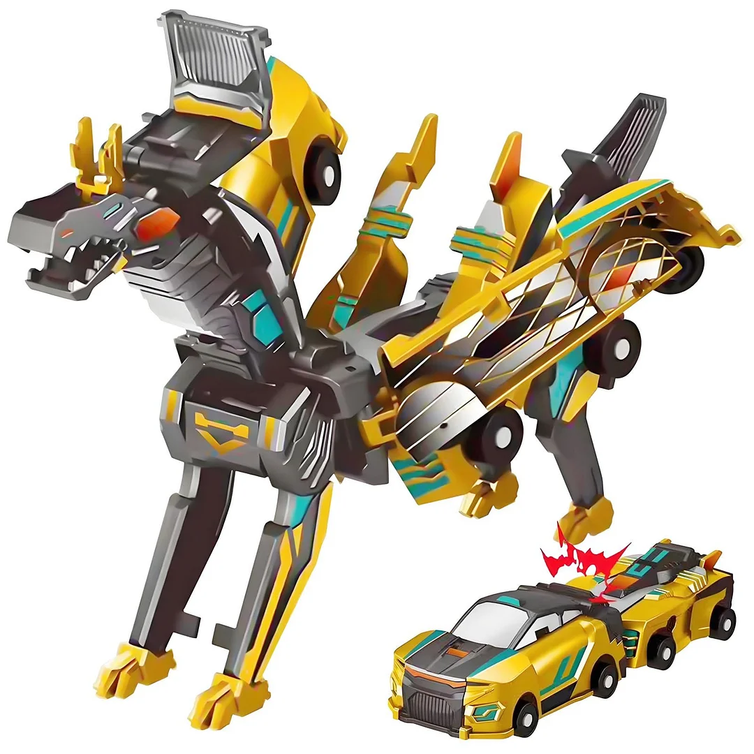 Hotfree Magnetic Dinosaur Transformer Car Toy, 2-in-1 Magnetic Cars That Transform into Flying Dragon and Unicorn,