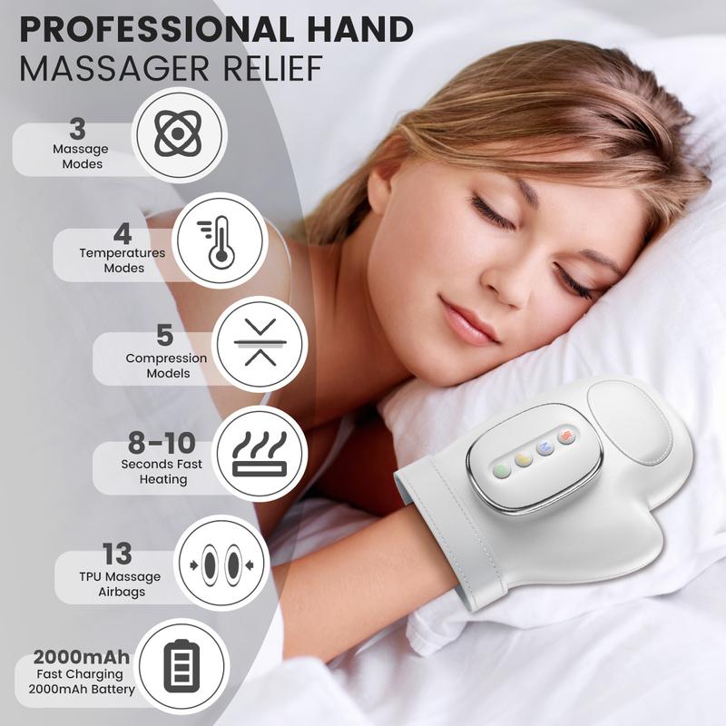 Modofo Hand Massager with Heat & Compression – Ultimate Relief for Hands, Wrists & Fingers, Arthritis & Wrist Carpal Tunnel Muscles Pressure Point Therapy