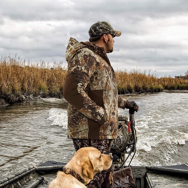 TIDEWE Men’s Heated Duck Hunting Jacket with Fleece Lining, Waterproof 1/2 Zip Jacket for Hunting