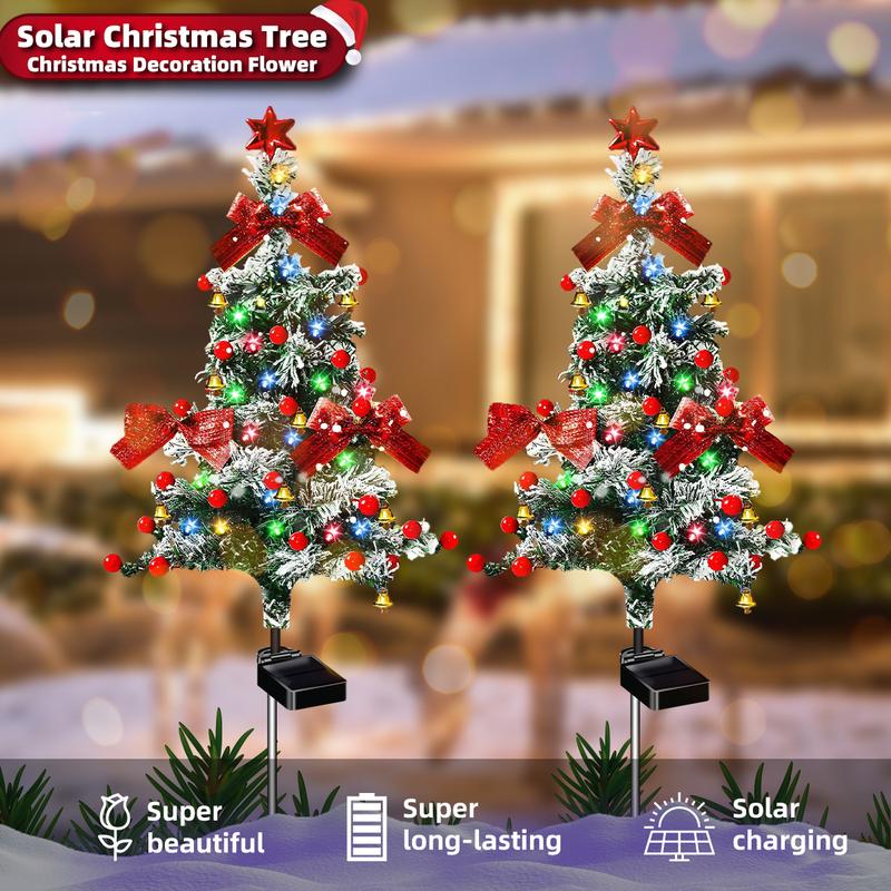 2-Pack Solar Cedar Tree Lights, IP65 Outdoor Waterproof Lights