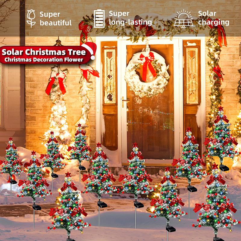 2-Pack Solar Cedar Tree Lights, IP65 Outdoor Waterproof Lights
