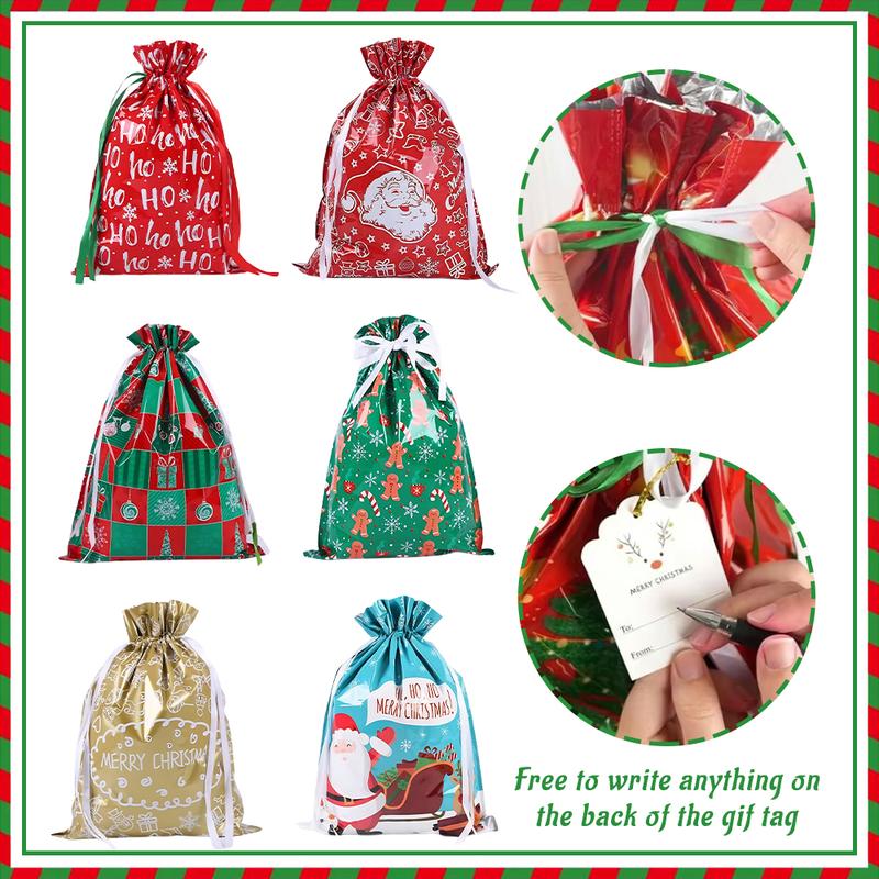 50PCS Christmas Gift Wrapping Set (25 Colorful Bags + 25 Tags) – Random Patterns, Say Goodbye to Single-Style Gift Bags, Perfect for Holiday Gifts
