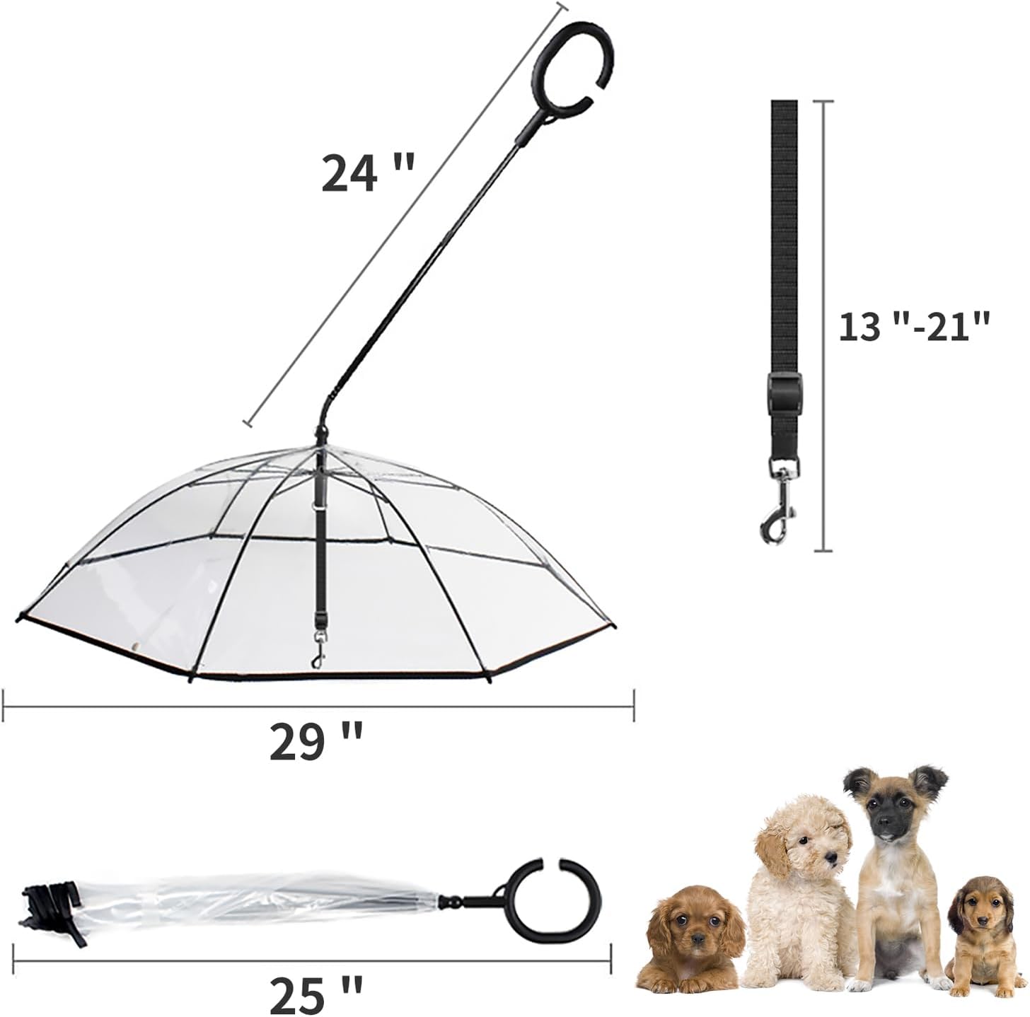 Petleso Umbrella for Small Dogs, Pet Umbrella for Dogs in Rainy Day with Adjustable Leash