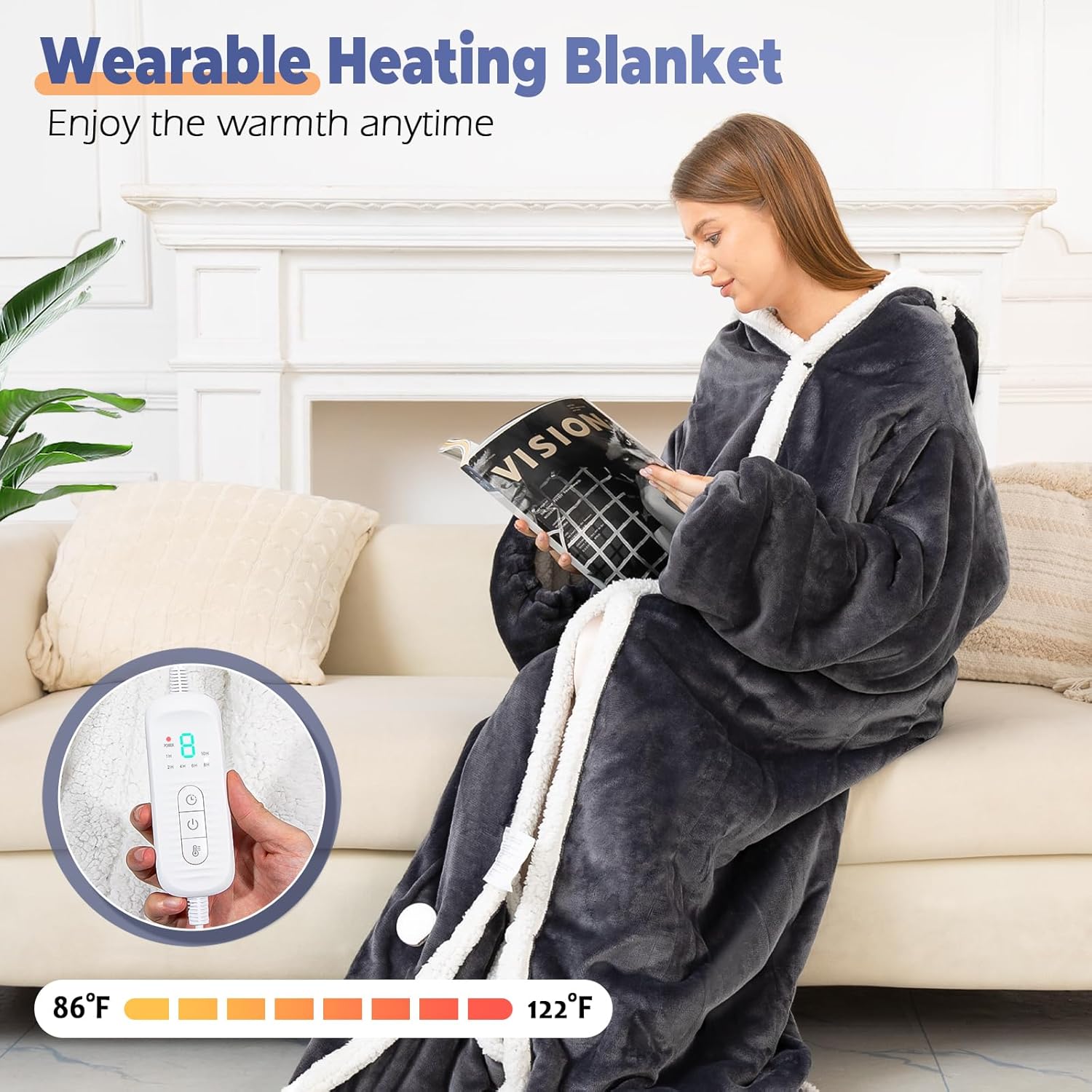 Wearable Heated Blanket with Foot Pocket: Total Body Warmth, Hands-Free Comfort! 50*70