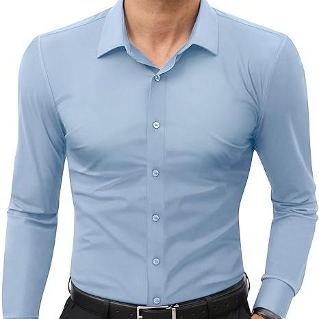 ElencoCo Men's Super Stretchy Dress Shirt: Where Tailored Style Meets Athletic Comfort