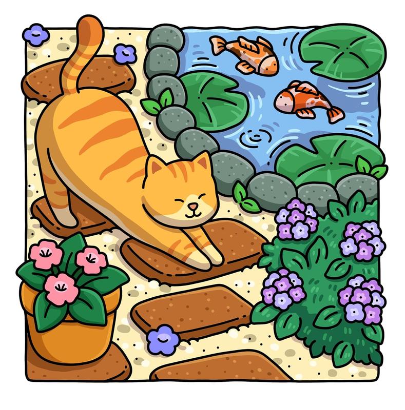 Cat Moments Meow Life Coloring Book for Adults and Teens