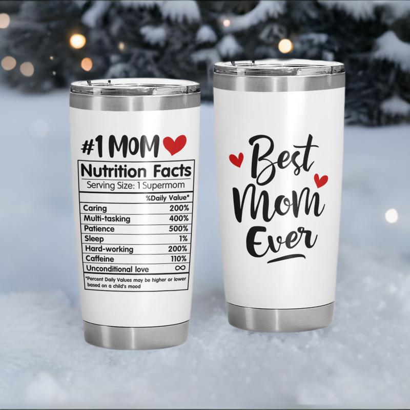 Unique Gift for Mom – Best Mom Ever Insulated Tumbler, Perfect Christmas & Thanksgiving Gift for Mom, Mother-in-Law, Bonus Mom, Grandma | 20oz Stainless Steel Tumbler with Lid