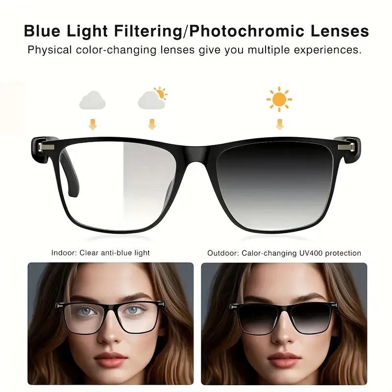 AI Interpretation Smart Glasses,160 Languages, Chat GPT,Audio Glasses for Men And Women,Microphone And Speaker, HD Voice Calls And HIFI Music Quality,Hands-Free Calling,Color Changing Lens, Suitable for Riding,Driving,Travel