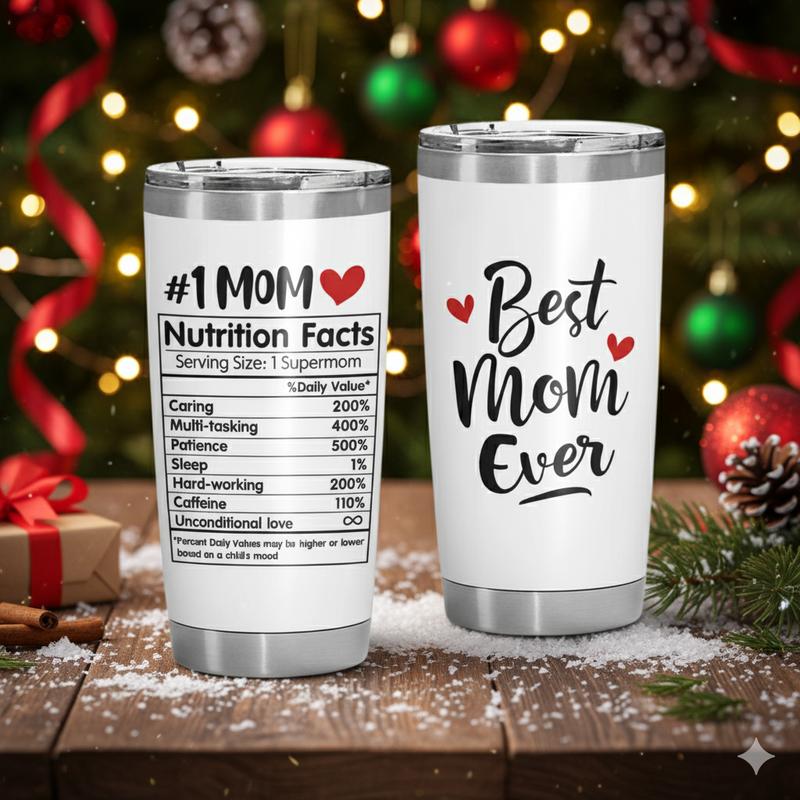 Unique Gift for Mom – Best Mom Ever Insulated Tumbler, Perfect Christmas & Thanksgiving Gift for Mom, Mother-in-Law, Bonus Mom, Grandma | 20oz Stainless Steel Tumbler with Lid