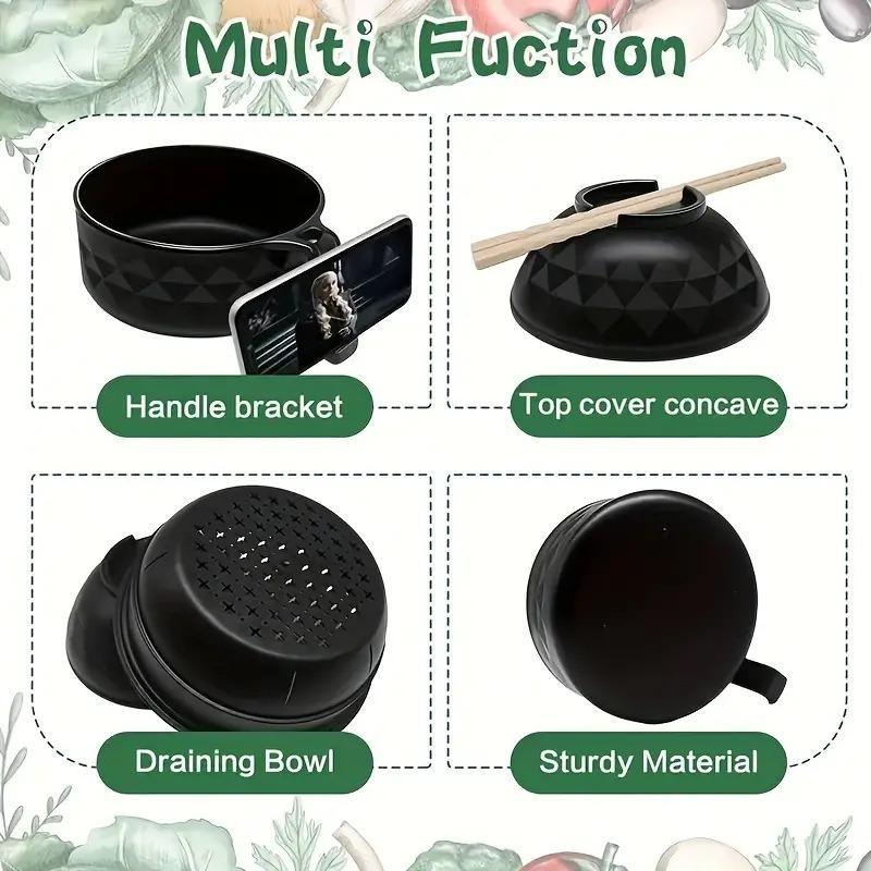 Ramen Bowl Set, 1/2 Counts Microwave Safe Instant Noodle Bowl & Tableware Kit