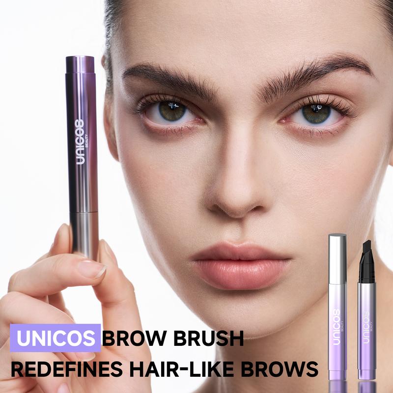 Unicos Eyebrow Angled Brush, Utra-Fine Fibers, Self-Feeding Smooth Application, Long-Lasting Formula for Daily Makeup,