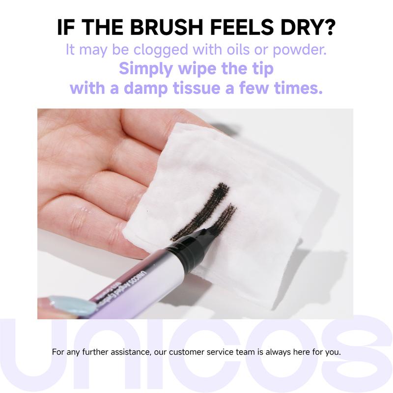 Unicos Eyebrow Angled Brush, Utra-Fine Fibers, Self-Feeding Smooth Application, Long-Lasting Formula for Daily Makeup,