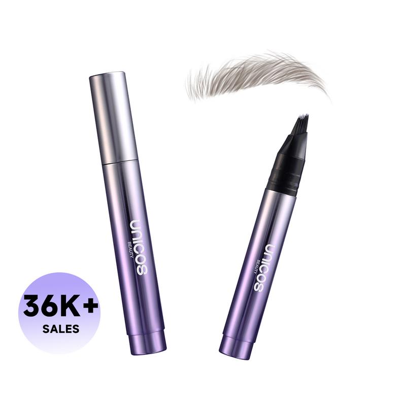 Unicos Eyebrow Angled Brush, Utra-Fine Fibers, Self-Feeding Smooth Application, Long-Lasting Formula for Daily Makeup,
