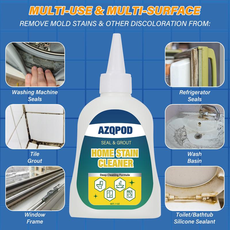 AZQPOD HOME STAIN CLEANER GEL – 7OZ Deep Cleaning Gel for Tile Gaps, Washing Machine Seals, Fridge Rubber, Wall & Shower Stains