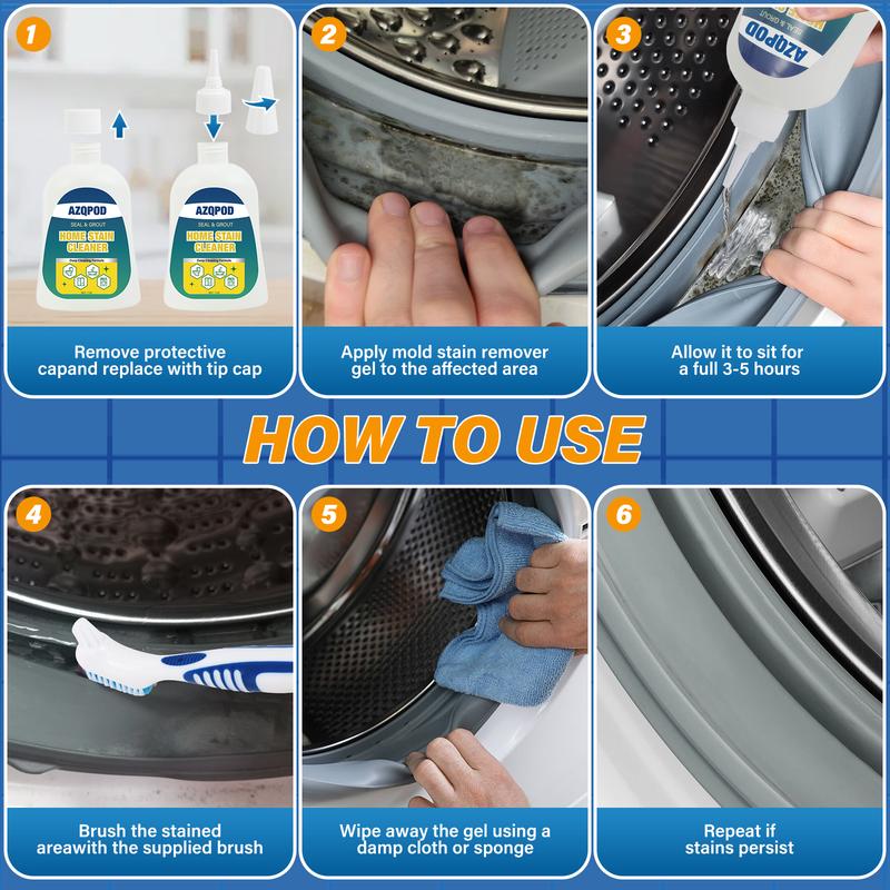 AZQPOD HOME STAIN CLEANER GEL – 7OZ Deep Cleaning Gel for Tile Gaps, Washing Machine Seals, Fridge Rubber, Wall & Shower Stains