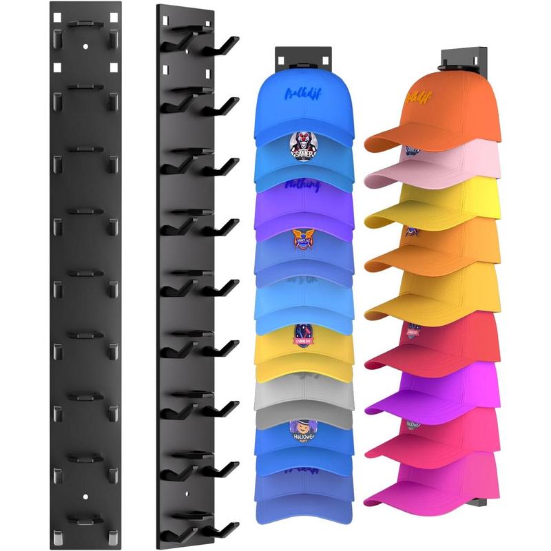 2 Hat Organizer Wall Mounted Baseball Cap Rack.Holds 18 Hats for Closet Door Bedroom Easy Access Display