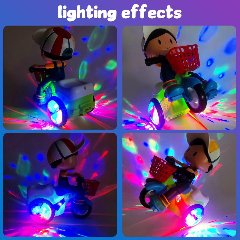 🔥Kids Electric Stunt Tricycle Toy with Lights Music Wiggling Action & Obstacle Avoidance Fun