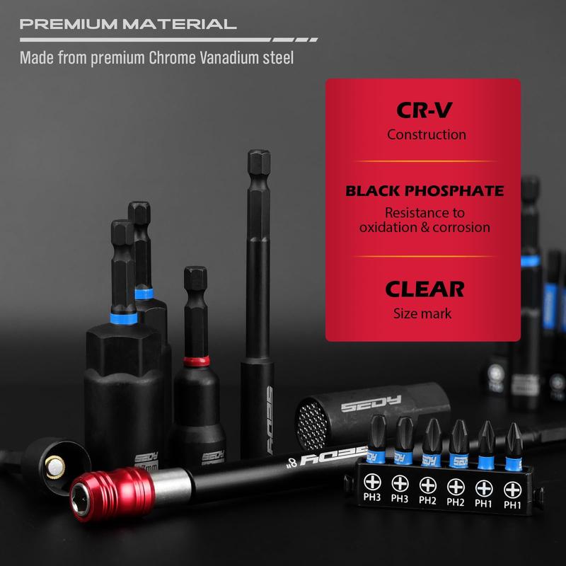 80-Piece Magnetic Impact Nut Driver Set Metric & SAE with Socket Adapters