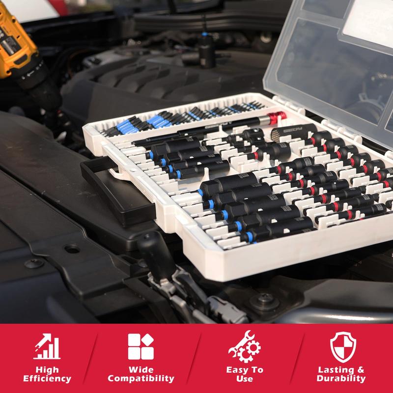 80-Piece Magnetic Impact Nut Driver Set Metric & SAE with Socket Adapters