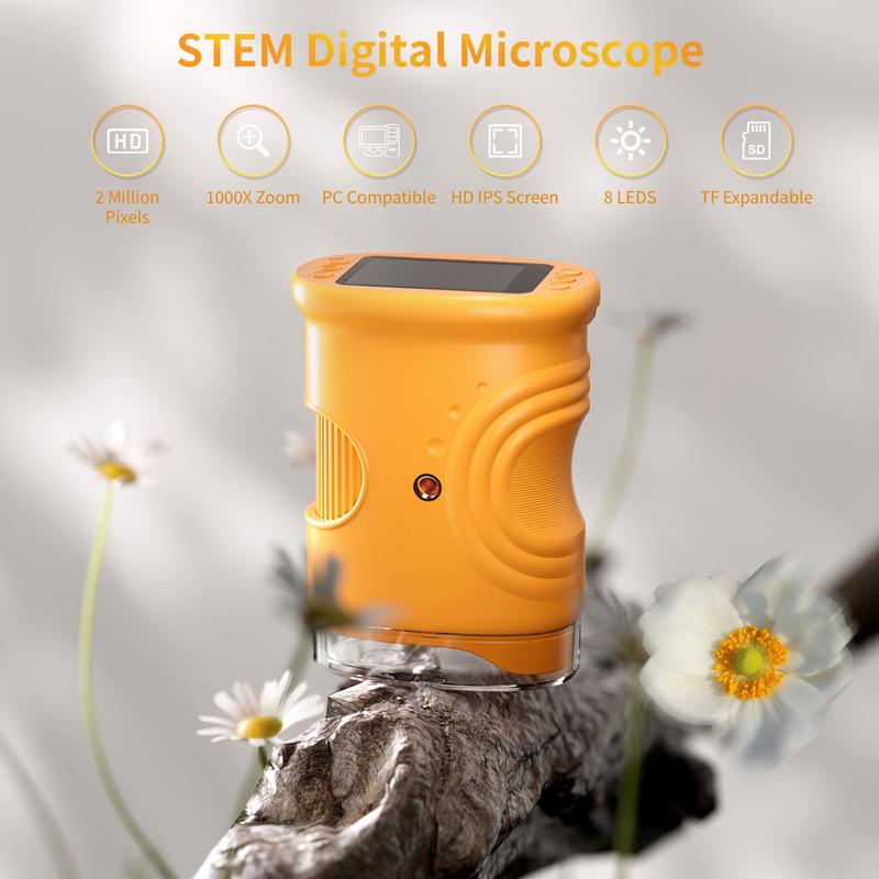 1000X Handheld Digital Microscope with 4K 2'' IPS Screen, Educational Science Toy,