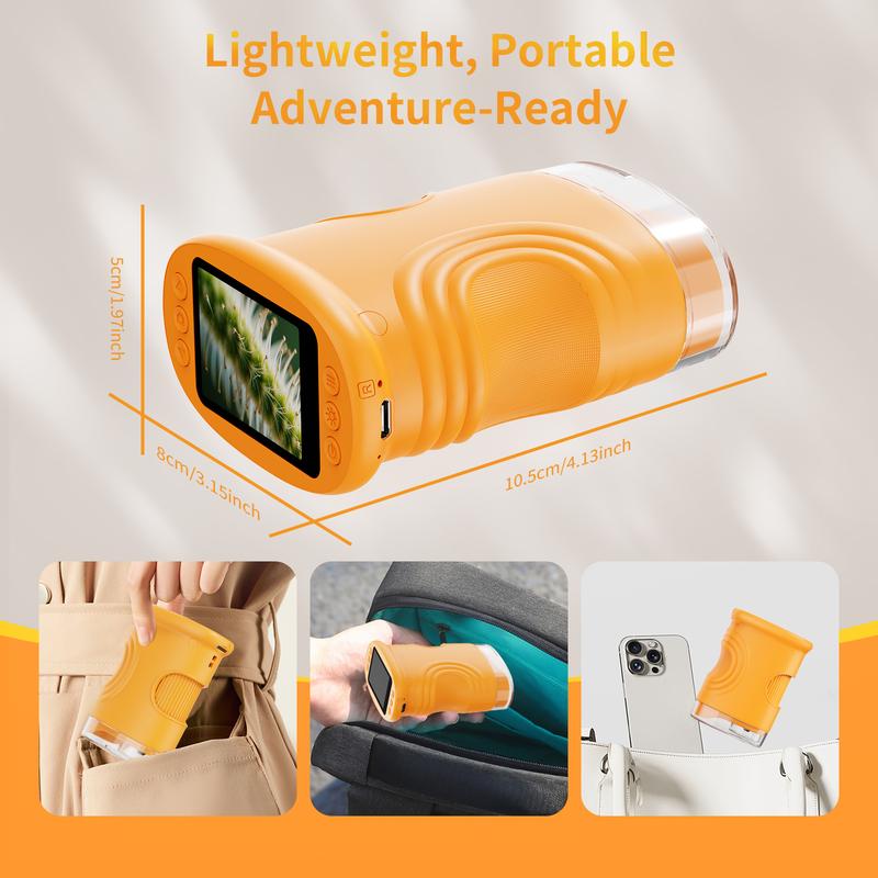 1000X Handheld Digital Microscope with 4K 2'' IPS Screen, Educational Science Toy,