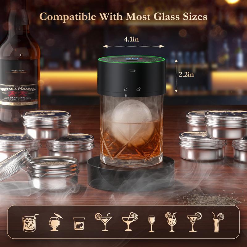 Amzseat Electric Whiskey Smoker Kit Built-in Lighter, No Butane Needed, Rechargeable Cocktail Smoker Kit with 6 Wood Chips