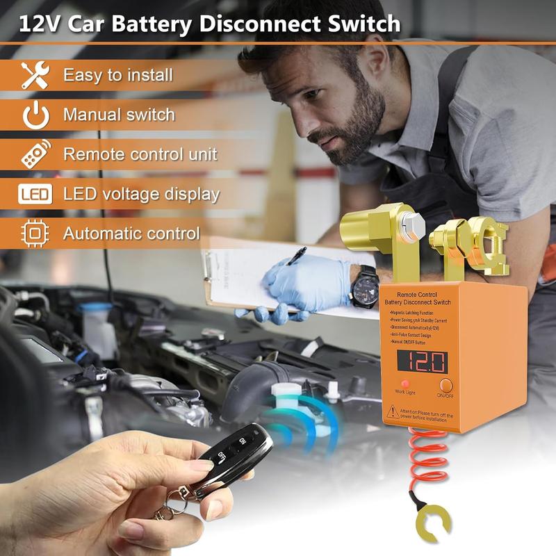 AXIZITECH Remote Battery Disconnect Switch 12V 240A, Upgrade Smart Voltage Car Kill Switch Anti-Theft, Prevent Battery Drain, Remote Battery Kill Switch for Car, Truck