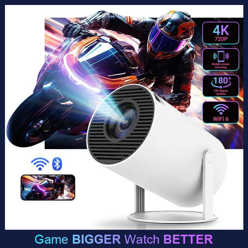 HY300Pro+ Portable Projector Outdoor Mini 4K Decoding with 5G WiFi 6 & BT 5.0 720P Full HD 160 ANSI Lumens for Android Audio Bluetooth Gaming Home Theater