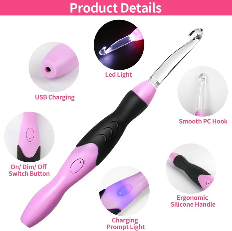 💡 The LumiGlow Lighted Crochet Hook Set: Ultimate Comfort, 24/7 Clarity