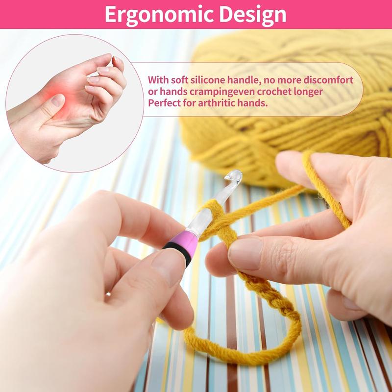 💡 The LumiGlow Lighted Crochet Hook Set: Ultimate Comfort, 24/7 Clarity