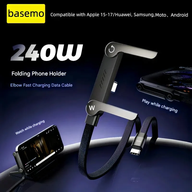 ⚡2-in-1 Invisible Holder Charger Cable - 240W Fast Charging Cord with Built-In Phone Stand