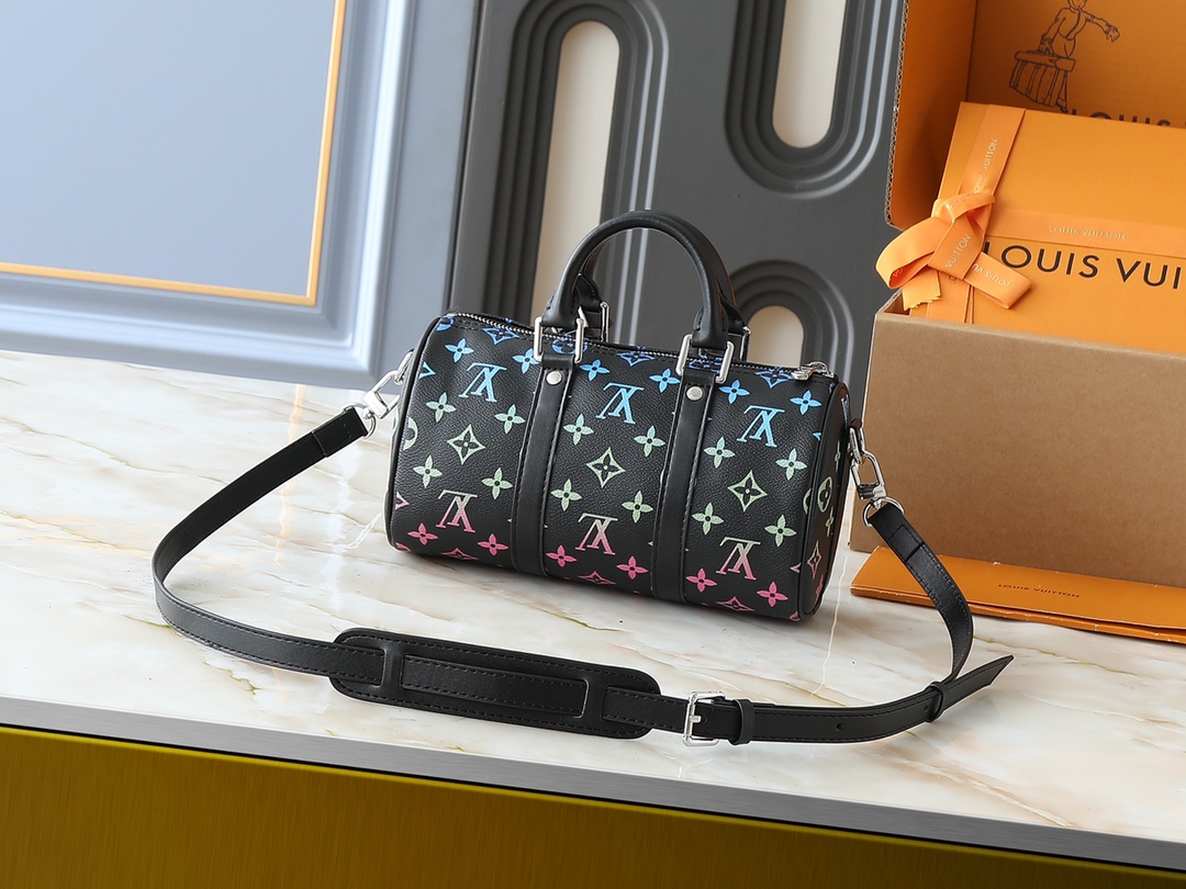 Luxury Designer Bag Women's Fashion Bag Gradient Rainbow Black Handbag Concentrated leather handle detachable shoulder strap