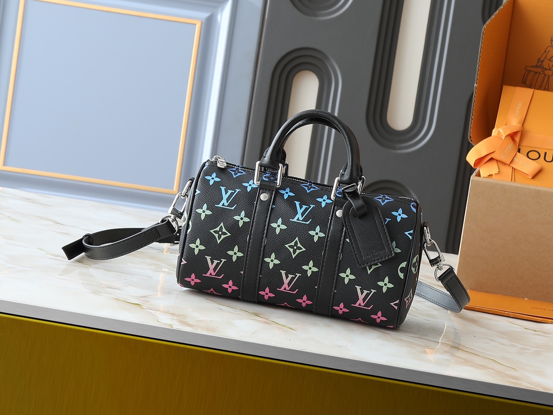 Luxury Designer Bag Women's Fashion Bag Gradient Rainbow Black Handbag Concentrated leather handle detachable shoulder strap