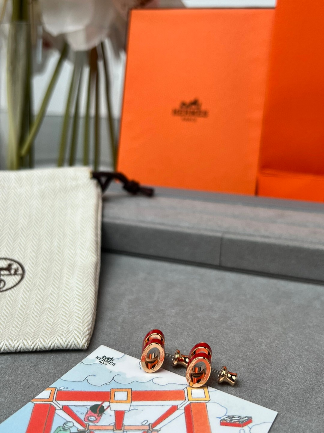 Luxury Designer Earrings Orange and Red Classic H Selected materials plated Thick gold Atmospheric Quality Sweet earrings and pendants for dual use