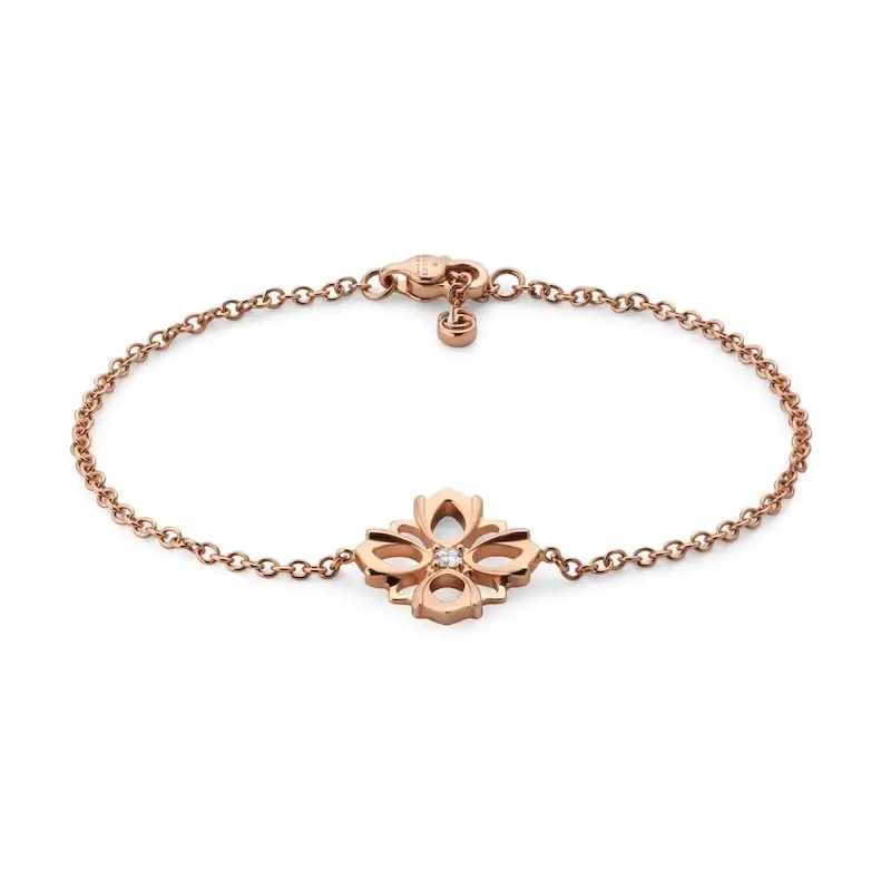 Luxury designer bracelet new counter authentic 18K gold flower rose gold three-dimensional hollow