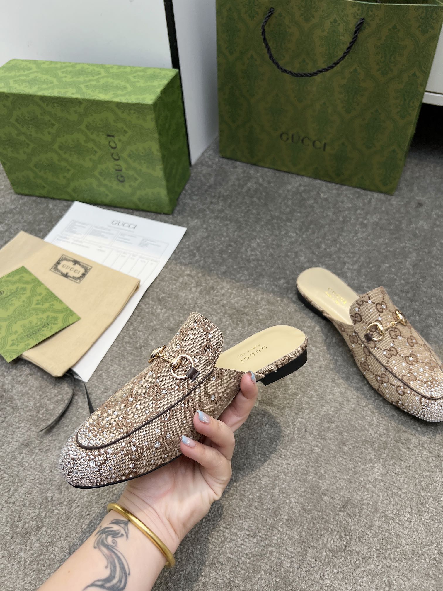 Women designer slipper slides sandal summer sandals shoes Rubber sole The latest Extra hot diamond process Classic double G Inner sheepskin Original board material