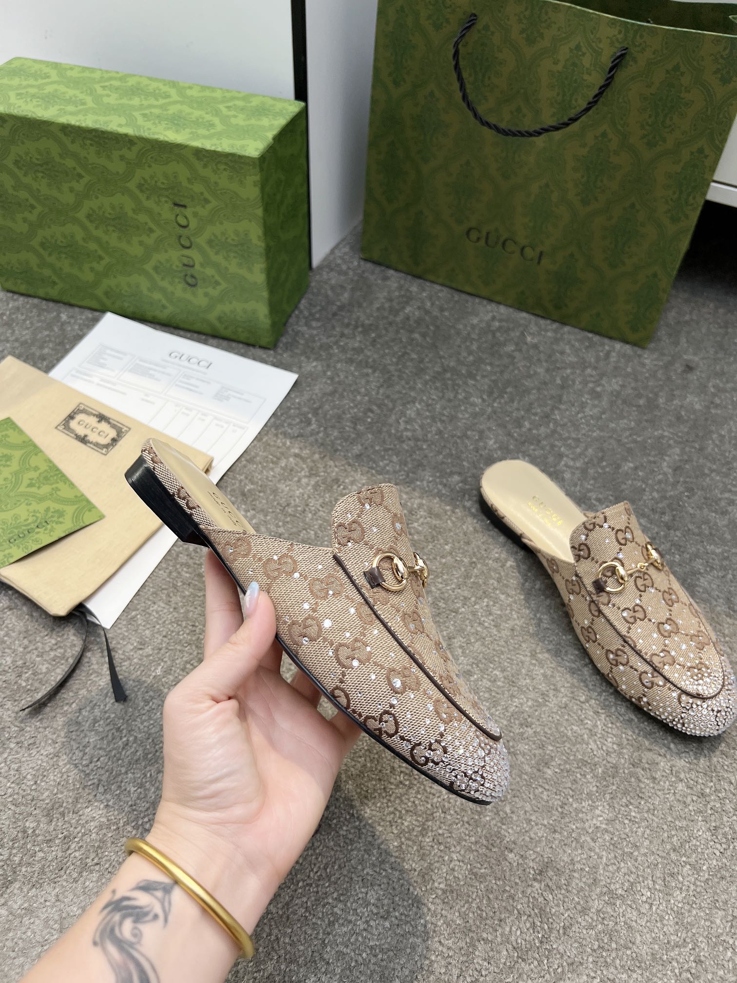 Women designer slipper slides sandal summer sandals shoes Rubber sole The latest Extra hot diamond process Classic double G Inner sheepskin Original board material