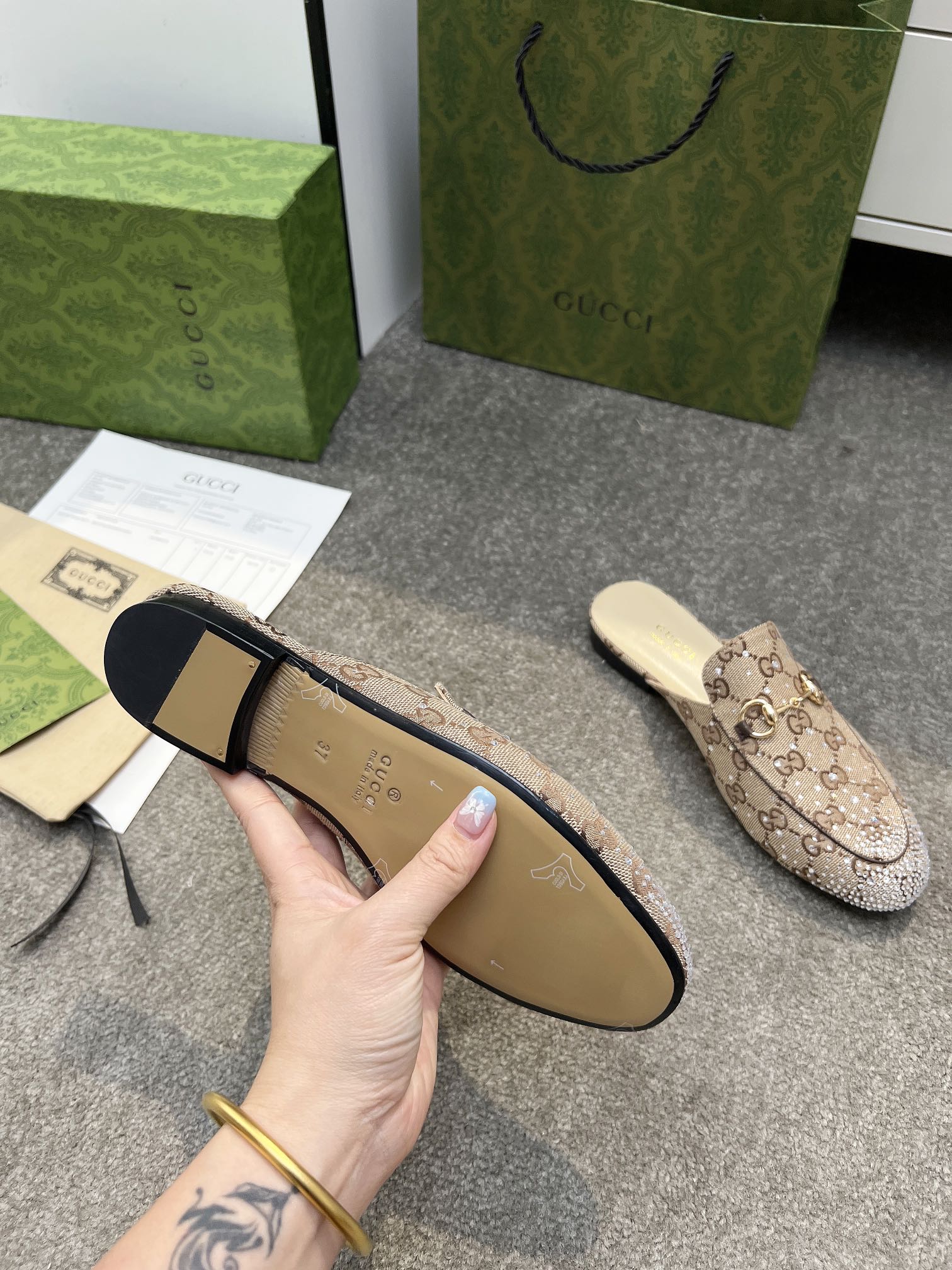 Women designer slipper slides sandal summer sandals shoes Rubber sole The latest Extra hot diamond process Classic double G Inner sheepskin Original board material