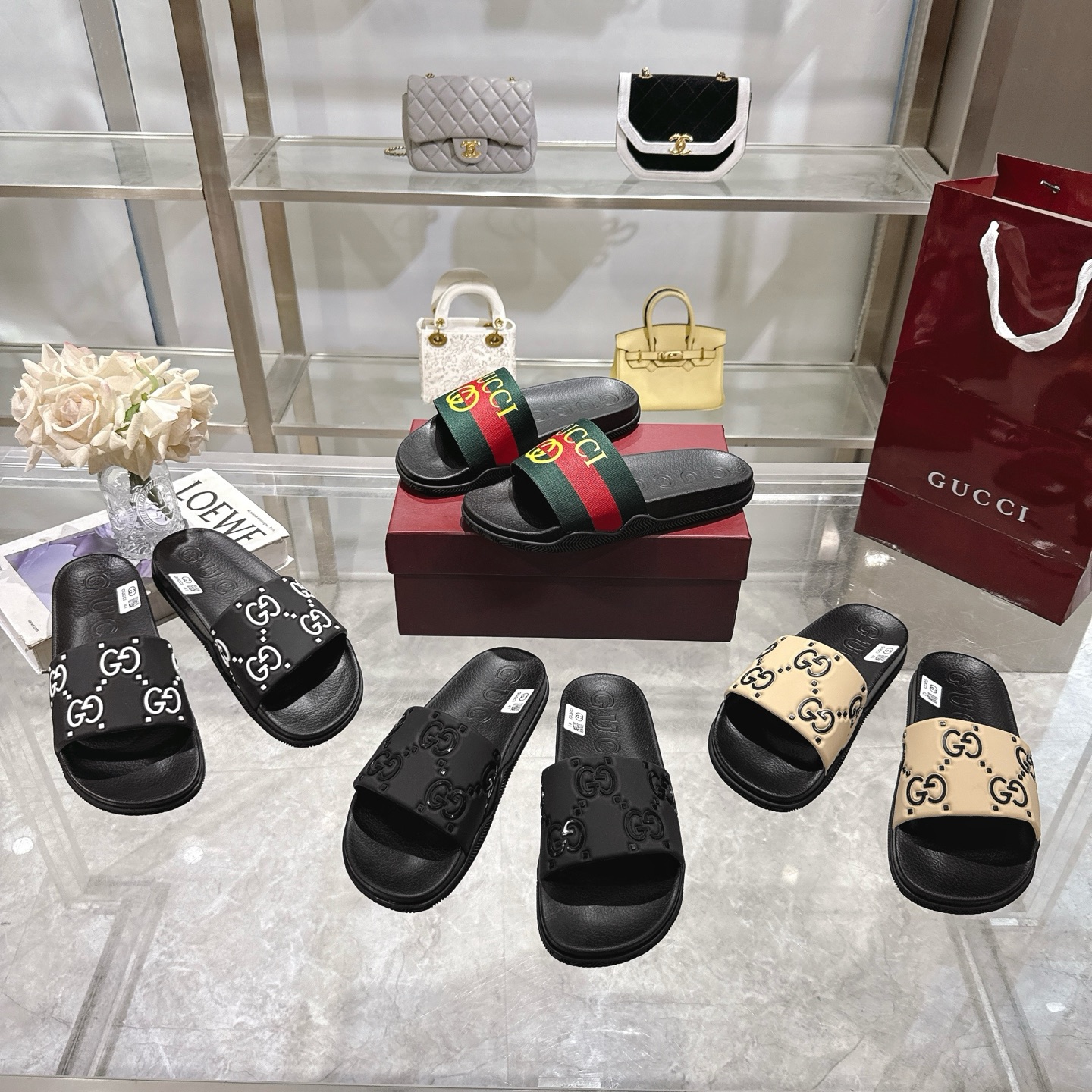 Women designer slipper slides sandal summer sandals shoes Rubber shoe upper Rubber sole Unisex style Relief logo