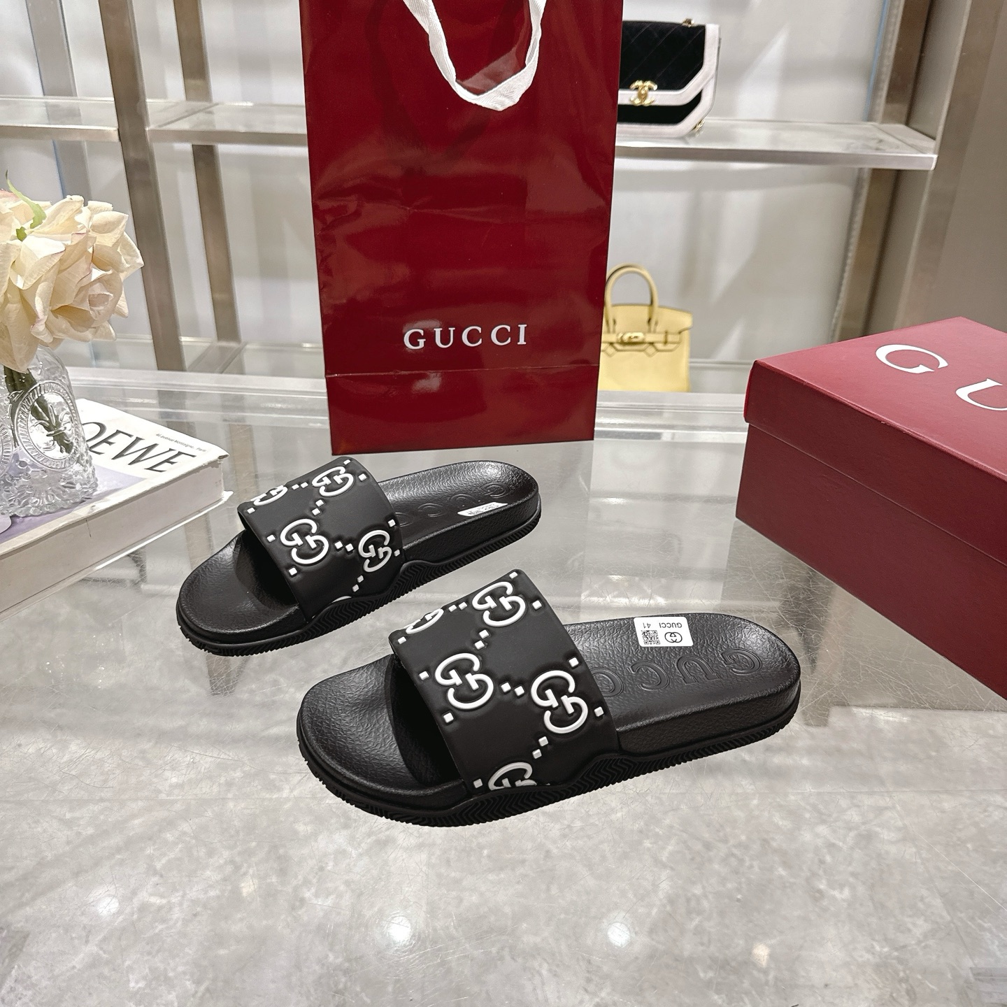 Women designer slipper slides sandal summer sandals shoes Rubber shoe upper Rubber sole Unisex style Relief logo