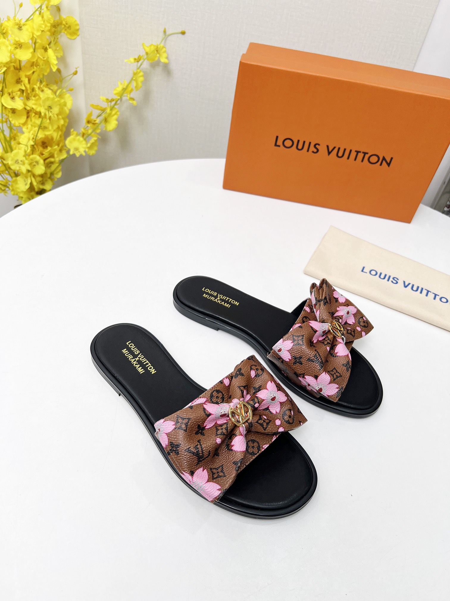 Women designer slipper slides sandal summer sandals shoes New style Bow tie Rubber sole