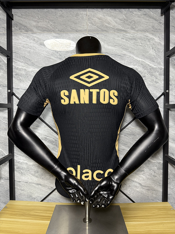 25-26 Santos black with sponsor player version soccer jersey size S-2XL 1:1 Thai Quality Football Shirt