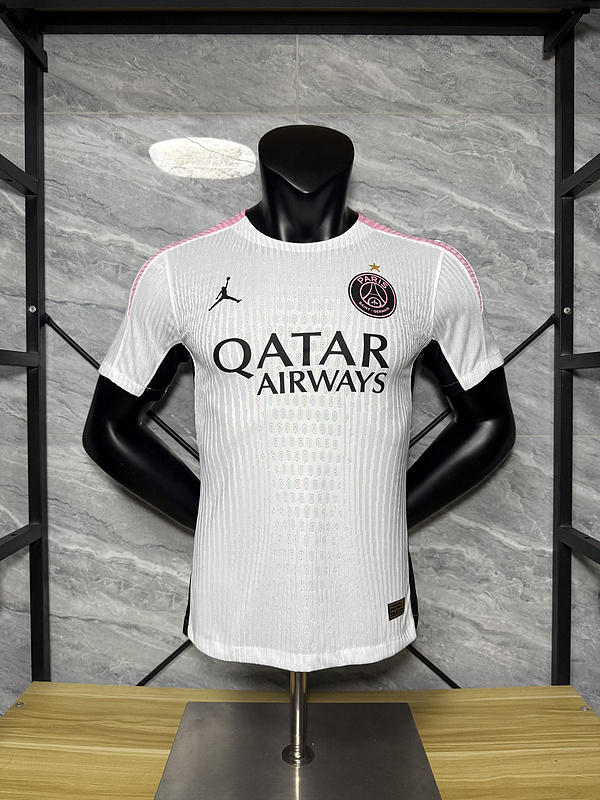 25-26 PSG Jordan white player version jersey size S-2XL 1:1 Thai Quality Football Shirt
