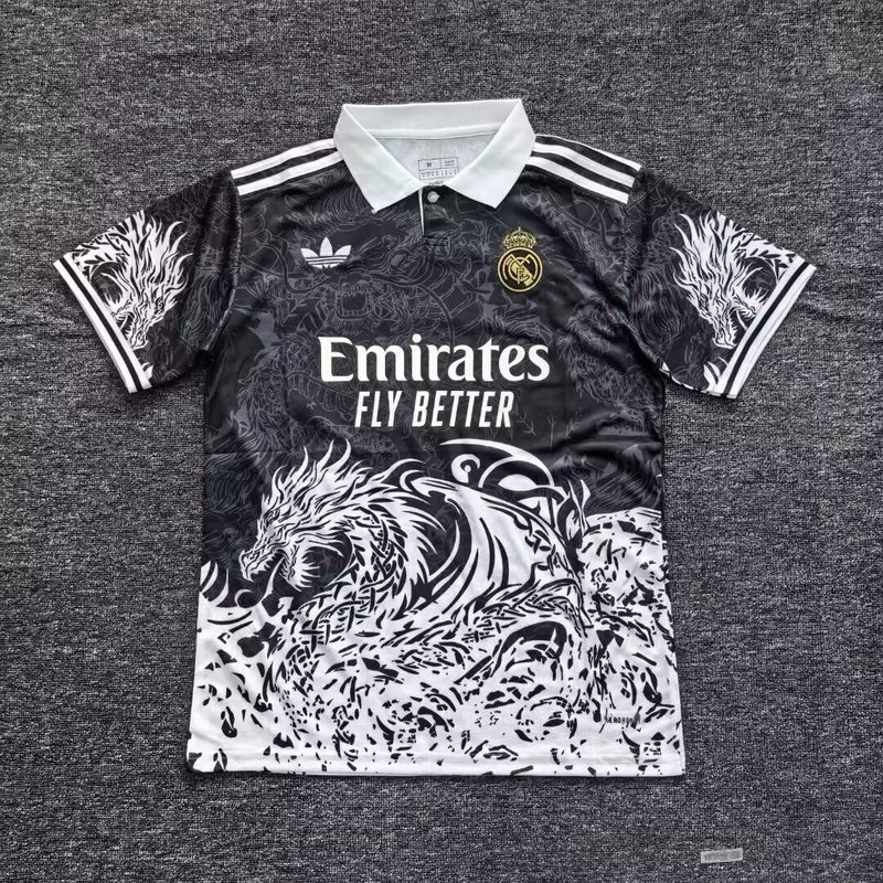 25-26 R MAD black and white dragon jersey 1:1 Thai Quality Football shirt