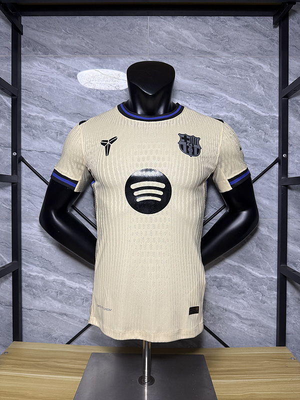 25-26 BAR beige player version soccer jersey 1:1 Thai Quality Football Shirt