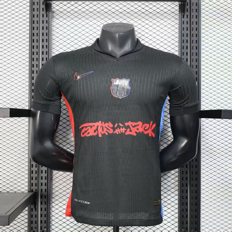 25-26 BAR x Travis Scott Away Player version jersey 1:1 Thai Quality Football Shirt